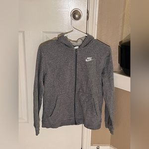 Grey Nike zip up jacket with hood